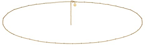 GD GOOD.designs Bauchkette gold - verstellbare Kette mit kleinen Perlen Dots (78-93cm) mit 18K Vergoldung I Wasserfeste Körperkette für Damen I Hautverträgliche Body Chain