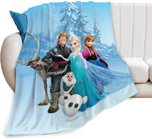 Fro-Zen Cuddly Blanket Cartoon Fro-Zen Blanket Fluffy Fro-Zen 3D Anime Cuddly Blanket for Couch Blanket, Oversized Warm Super Soft Blanket Sleeping Blanket Sofa Blanket Travel Blanket 150 x 100 cm A