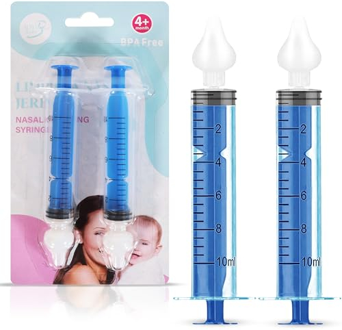 Bluet B Baby - 2Uds Jeringa Lavado Nasal Bebes Silicona - Aspirador Nasal Saca Mocos para Bebes - Limpiador Nasal Bebe - Succionador Descongestionante Nasal 10ml - Reutilizable - Azul