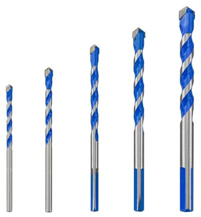 HRLORK Concrete Drill Bit Set&Masonry Drill Bit Set 5 Packs Carbide Drill Bits Size:（4/5/6/8/10mm) for Wood Masonry Concrete Brick Tile Glass