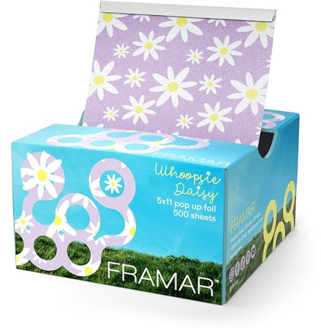 FRAMAR Whoopsie Daisy – Feuilles de coiffure pour mèches, papier aluminium pop-up, kit de mèches pour salon, feuilles pour décoloration cheveux longs – 500 feuilles.