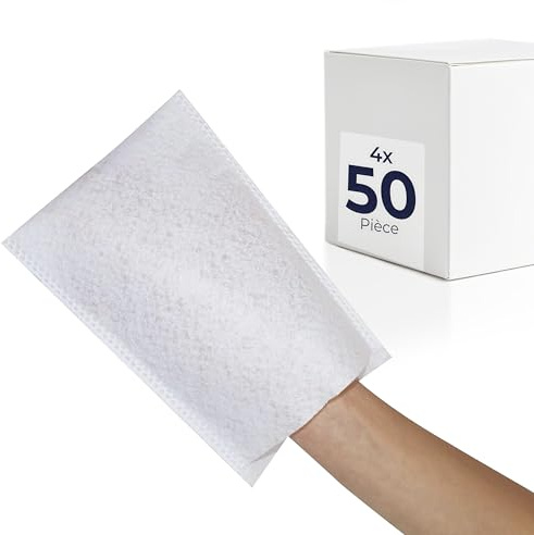 parahealth HaseMed Einmal-Waschhandschuhe (15x22 cm), 4x50 Stück | Hygienische & weiche Einmal-Waschhandschuhe für die Körper- & Intimpflege | Hautfreundlich & saugstark aus reißfestem Vliesstoff