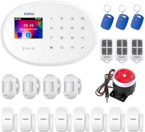 KERUI Sistema de Alarma de Seguridad para el Hogar, Kit de Alarma WiFi+gsm 4G con Alerta de Aplicación de Teléfono, Sensor de Puerta/Ventana, Control Remoto para el Hogar, Apartamento