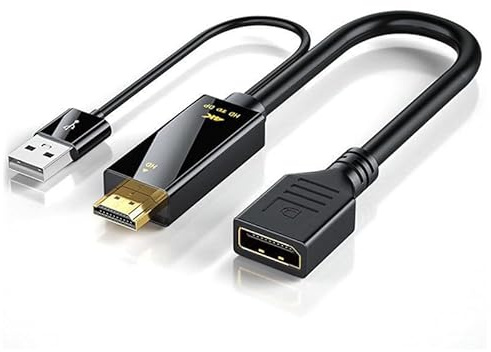 DUOBAGMA HDMI till DisplayPort-adapter, HDMI-källa till DisplayPort-bildskärm, kompatibel med PC-grafikkort, bärbar dator, PS5, Xbox One (360), stöder 4K@60Hz, 2K@144Hz, 1080P@165Hz