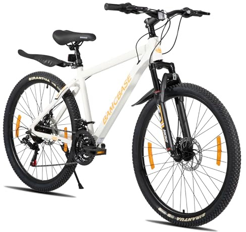 Hiland 26 Zoll Mountainbike, Herren Damen MTB mit Aluminiumrahmen, 21 Gänge Hardtail-Fahrrad für Erwachsene mit Scheibenbremse, Weiß