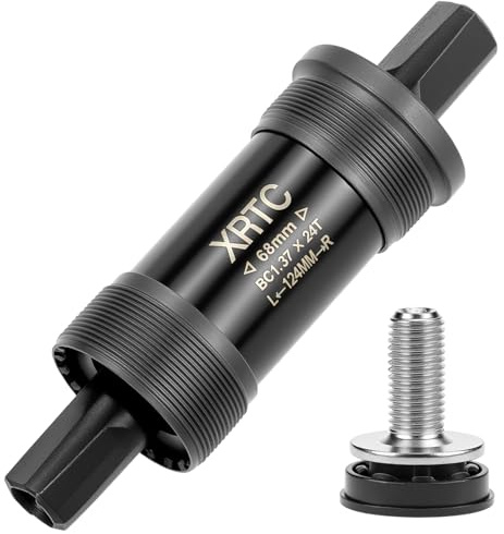 QWORK® Tretlager Fahrrad, Vierkant-Innenlager, BSA-Innenlager,68mm Gehäusebreite, 124mm Achslänge
