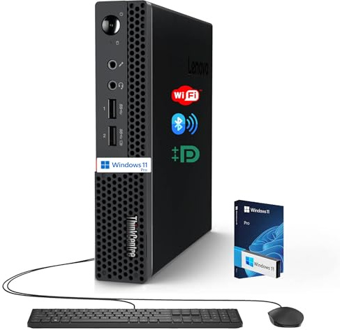 Lenovo Business Mini Desktop PC, AMD Processor, 16GB RAM, 256GB SSD, Dual Display Support, Wi-Fi, Bluetooth, USB & Ethernet Port, Windows 11 Pro, Compact, Quiet, and Space-Saving, w/Keyboard & Mouse