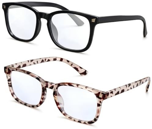 HYMC 2PCS Kids blue light glasses, kids glasses, Clear Lens, Blue Light Blocking, Plastic Frame, Acrylic Lens, Unisex, blue light glasses kid (leopard print,black)