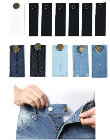12-pack knappförlängare för byxor, justerbar midjeförlängare för jeans, kostymbyxor och kjolar, elastisk byxförlängning för män, kvinnor och graviditet