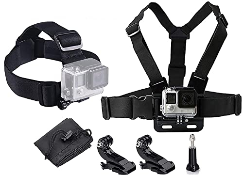 LONDON FAB Cinghie per fotocamera d'azione, compatibili con tutte le fotocamere Gopro e azione (imbracatura toracica + imbracatura per testa)