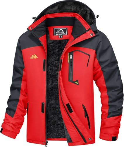 MAGCOMSEN Veste d'hiver Pour Hommes Veste de Ski Veste Coupe-Vent Veste d'hiver Hardshell Doublée en Polaire Veste de Snowboard Veste de Sport Veste d'alpinisme