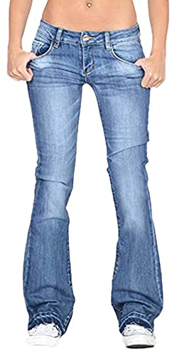GUOCU Jeans Donna Stretch Skinny Flared Jeans Vita Bassa Bootcut Eleganti Jeans a Zampa Push Up Pantaloni Campana Elasticizzati Slim Pantaloni a Zampa d'Elefante,Retro Denim Pantaloni a Gamba Larga M