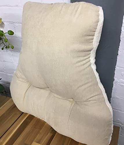 Snugglemore Back Support Lumbar Cushion Sherpa Fleece With Faux Suede Reverse Pain Relief Armchair Car Office (Cream)