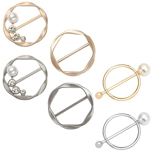 lyfLux 6 Stück Schal-Ring-Clip für Damen, Taillen-Schnallen-Clips, T-Shirt, Krawatte, Hut, Gürtel, Dekoration, runde Kreis-Clip-Schnalle (Gold + Silber), Gold+Silber