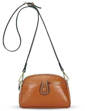 HUA ANGEL Leggera Borsa a Tracolla Donna Vera Pelle Portafoglio del Telefono Borsa a Tracolla per Cellulare con Doppia Cerniera per Viaggio Causale Vita Quotidiana