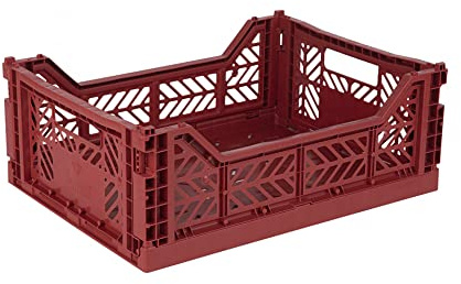 Ay-Kasa Fällbar låda, stabil plastviklåda, stapelbar, kakelröd, midi (40 x 30 x 14 cm)