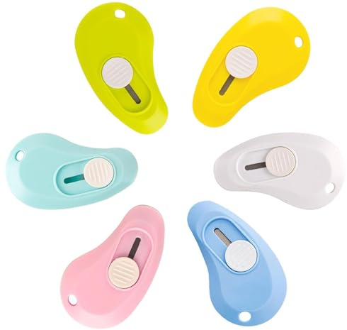 YHT 6PCS Mini Art Knives in Assorted Colorsfor Letter Opening and Paper Cutting,Portable Telescopic Art Knives with Sharp Blade,Stationery for Box Opener in School,Home and Office