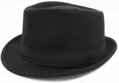 Rumnoke Mens Fedoras Trilby Hats Short Brim Bowler Hat Jazz Panama Cap Vintage Gentleman Hat Black
