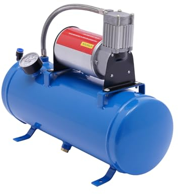 Loobiiny 12V Luft Kompressor Flüsterkompressor Minikompressor Luftkompressor Air Trompeten Compressor mit 6L Tank fr Air Horn 150PSI max.8 bar