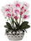 Oairse 44CM Orchid Artificial Flowers Pink Orchid Flowers in Silver Ceramic Pots Real Touch Silk Flower Large Faux Phalaenopsis for Home Kitchen Office Living Room Table Centerpiece Decoration