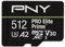PNY Tarjeta microSDXC 512GB Pro Elite Prime Class 10 U3 V30 A2 + Adaptador SD - hasta 200MB/s, Class 10, U3, V30, A2, 4K UHD, Full HD, UHS-I