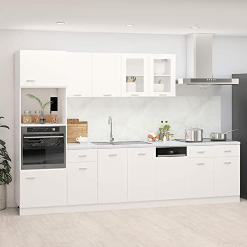 Xichuzi 7-TLG. Küchenzeile, Küche, Einbauküche, Küche Komplett, Küchenmöbel, Küchenunterschrank, Küchenschränke, Arbeitsplatte, Küchenblock, Miniküche, Weiß Spanplatte