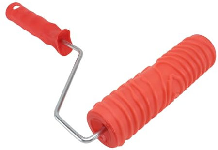 Veemoon Knurling Mold DIY Paint Roller Wooden Grain Texture Decorative Roller Wall Painting Decorator Plastic Handle Red