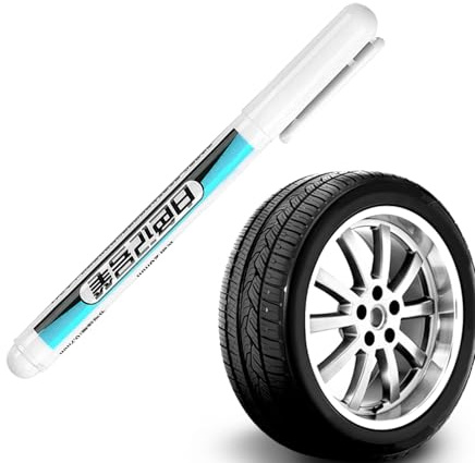 White Tyre Marker Pen Quick Drying Waterproof Paint Tool, Refillable Ink Font Marker for Rubber Paint Pen for Car Tyre Writing Construction, Multipurpose Marker