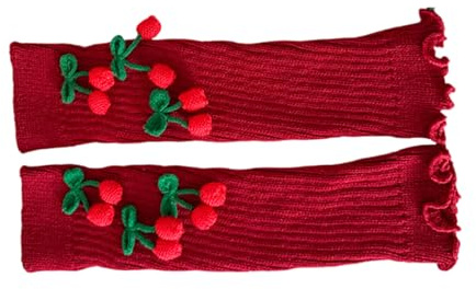 ZYHARUKO Fashionabla stickade benvärmare för kvinnor vinter stövel manschetter fotlösa strumpor med jul körsbär rosett dekoration stickade stövlar manschetter