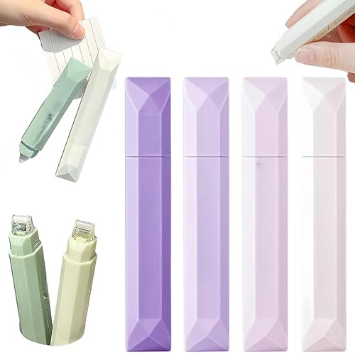 Lot de 4 stylos à ruban adhésif double face, stylos à rouleau pour loisirs créatifs, fournitures scolaires et de bureau, pour emballer du papier cadeau, des colis et du scrapbooking (Purple)
