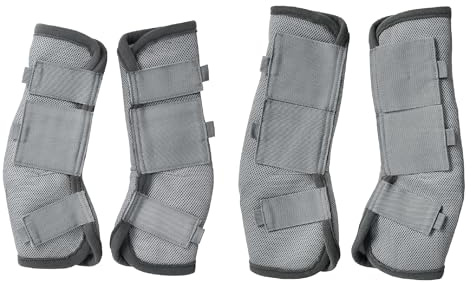 Gallopoff Lot de 4 Guêtres Chevaux, Éviter de Taper du Pied, Gris S