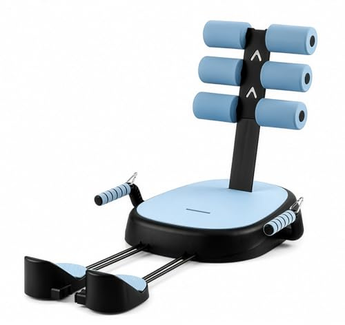 FERNVALE Multifunctional Sit Up Bar Ab Workout Equipment for Men Women Home Gym Core Trainer with Adjustable Resistance Bands Foldable Fitness Machine for Abs Legs Arms Total (Blue)
