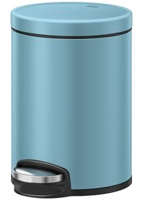 EKO Eva Pedal Bathroom Bin 5 Litres, Rubbish Bin with Soft Close Lid, Removable Inner Bucket, Perfect for Bathroom, Bedroom & Home, Titanium Blue