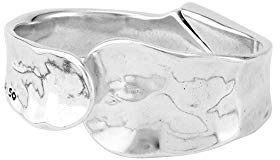 Uno de 50 Bracciale rigido placcato argento con design a onde sovrapposte creative