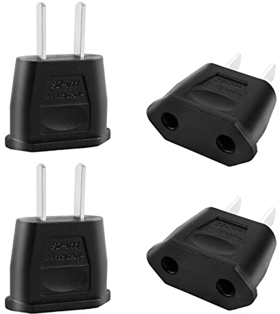 4 Stück Reiseadapter, Adapterstecker, EU to US Adapter, Adapter USA Deutschland Stecker, Reisestecker USA, für USA, China, Kolumbien, Japan, Kanada, Mexiko, Kanada, Mexiko (Schwarz)