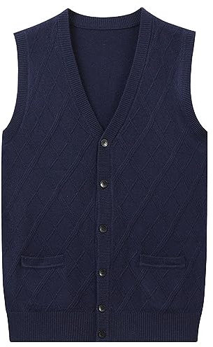 Darringls Herren Strickweste Strickjacke West Herren Pullunder V-Ausschnitt Regular Fit Strickweste ohne Ärmel V-Ausschnitt aus Kaschmir Wollmischung Ärmellose Winter Pulloverweste