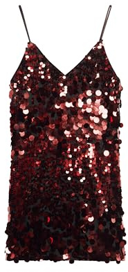 Superdry Damen Disco-Minikleid mit Pailletten Roter Brokat 42