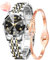 OLEVS Damenuhr Gold Silber Diamant Analog Quarz Uhren Damen Edelstahl Wasserdicht Leuchtend Modisch Elegantes Kleid Armbanduhr Armreif Geschenk Set
