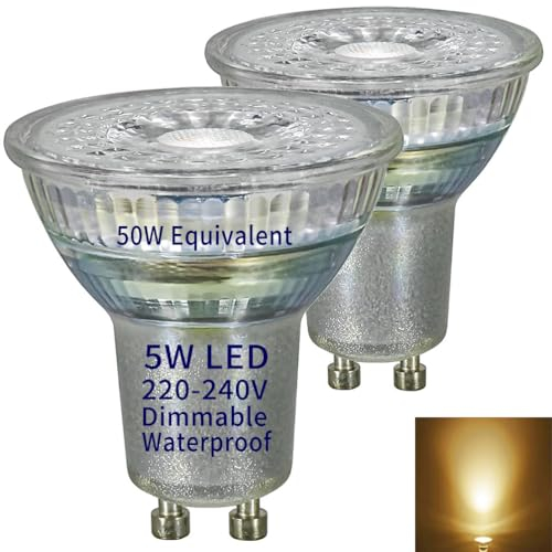 luckmax Dimmbar 5W GU10 Spot LED Warmweiss 3000K,Wasserdicht,PAR16 GU10 Strahler für den Innenbereich,Dunstabzugshaube LED Lampe,Warmweiß,230V,36° SpotLampe,Einbau Schienenbeleuchtung