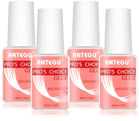 4Pcs 7ml Nail Bond Nail Glue Extra Strong with Brush, Strong Nail Glue Acrylic Nails, Long Lasting Nail Tip Adhesive Bond Glue for Salon and Home Use, Quick Dry, Broken Nail Repair