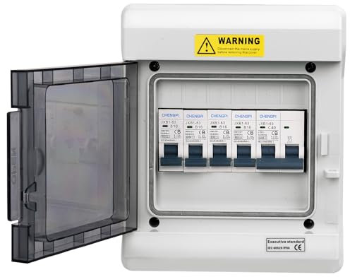 CHENGPI Coffret Electrique Etanche, Boitier Etanche Electrique Exterieur Avec Interrupteur de Fuite 2P 40A 30MA et Disjoncteur Aternatif,Tableau Electrique 1 Rangée 6 Modules