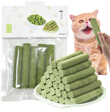 Katzengras-Beißstick – Katzengras-Stick für Hauskatzen | 5er-Pack gefriergetrocknete Katzengras-Sticks als Snacks | Beißstick-Snacks für Katzen | Katzengras-Sticks zur Entfernung von Haarballen
