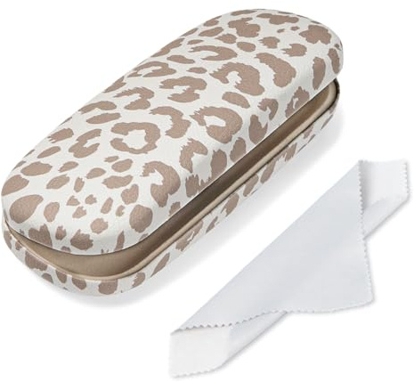 Knagsfa Glasses Case Hard Shell, Cute Sunglasses Case for Women Leather Protective Case for Eyeglass with Cleaning Cloth