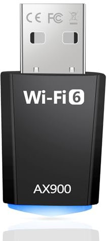 Adaptador WiFi USB para PC, AX900 Receptor WiFi 6 USB Doble Banda 5GHz 2.4GHz Dongle Antena Compatible con Windows 11/10/7