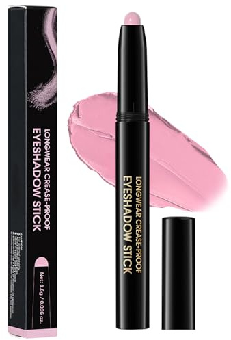 Matte Pink Eyeshadow Stick – Smooth Creamy Texture Long Lasting Eye Shadow & Soft Highlighter Pencil, Natural Brightening Blendable Formula for Everyday Makeup, Ideal for Mature & Sensitive Eyes