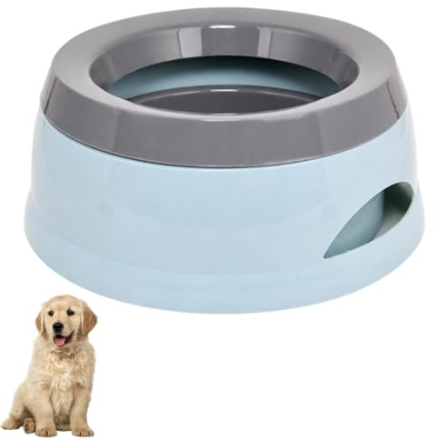 Anti-Overflow Slow Drinking Dog Bowl, Portable Travel Dog Water Bowl | Anti-Choking Non Spill Pet Water Bowl for Dogs Cats Vehicle Carried,18.9 X 15.3 X 9 Cm (Blue)