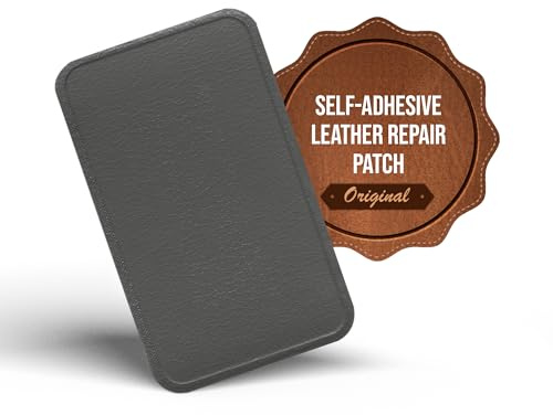 Toppa autoadesiva per riparazioni in pelle MastaPlasta Premium - GRIGIO 10cm x 6cm. Il tuo kit di riparazione istantaneo per divani, sedili auto, borse, giacche e fai da te