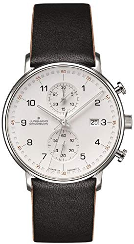 JUNGHANS Herrenuhr Chronoscope Form C Chronograph mit schwarzem Lederband 41/4771.00