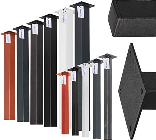 HOLZBRINK Tischbein Eckig, Quadratrohr 80x80 mm, Höhe 72 cm, Schwarz, 1 Stück, HLT-14A-J-72-9005