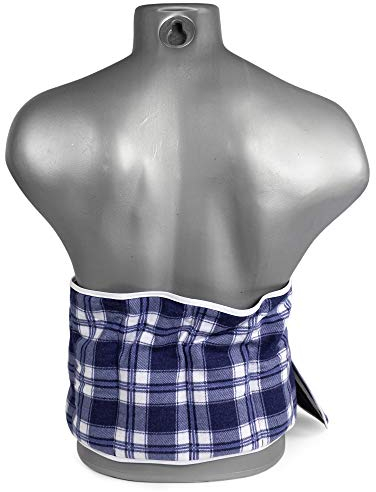 Kirschkernkissen. Gürtel mit Klettverschluss - ca. 135cm - 7-Kammer. Wärmekissen Rücken Wärmegürtel XXL Körnerkissen - Flanell karo-blau